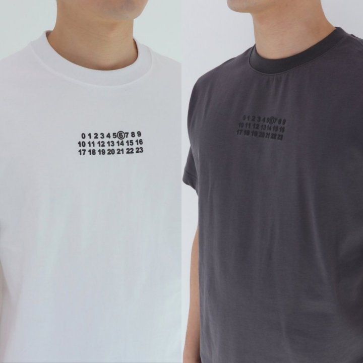메종 마*르지엘라 넘버링 라운드 티셔츠   
