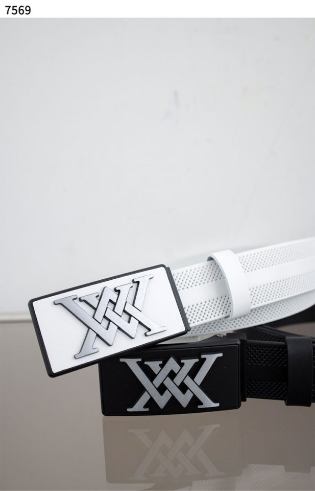 어뉴 사각엠블럼 실버 펀칭 벨트  