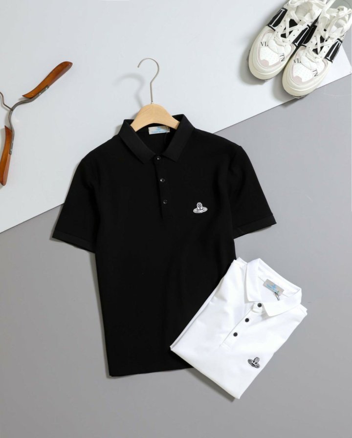 비비안 웨스트우드 오브 로고 패치 반팔 카라티셔츠