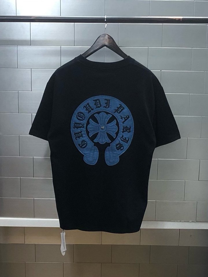 크롬하츠 데님패치 반팔 티셔츠