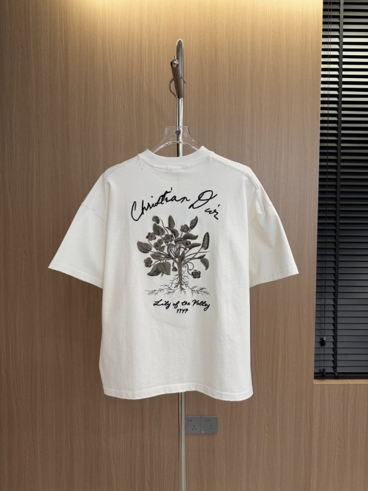 디올 플라워 풀자수 빈티지 코튼 티셔츠