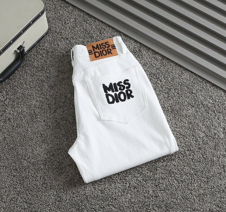 디올 여성 미스디올 자수포인트 스판 화이트진