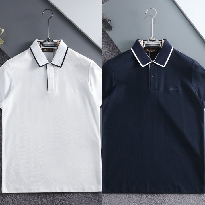 로로피아나 넥포인트 자수로고 코튼 카라티