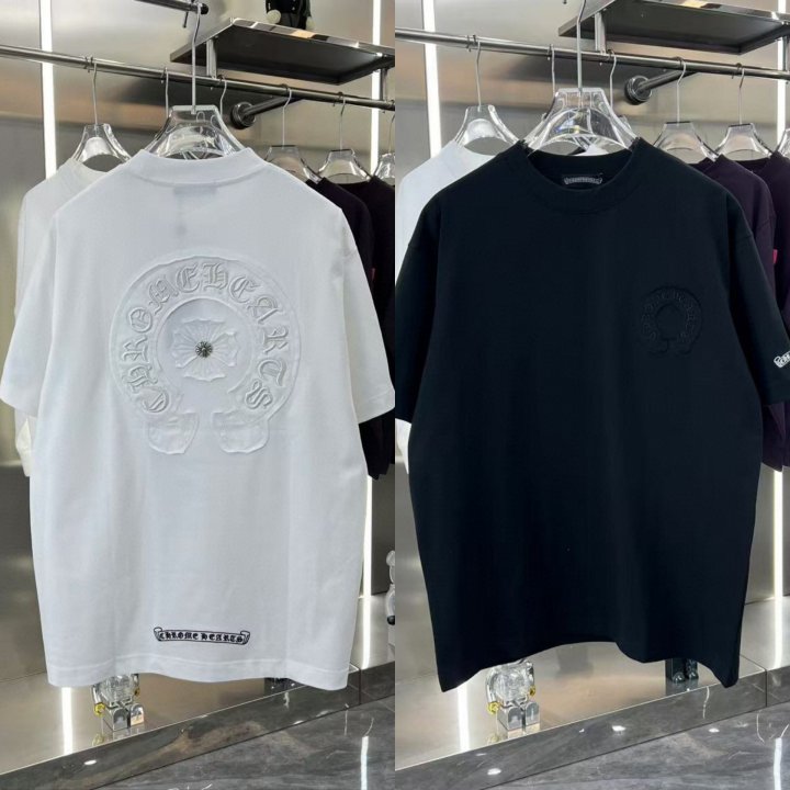 크롬하츠 파츠 로고자수 라운드 티셔츠 