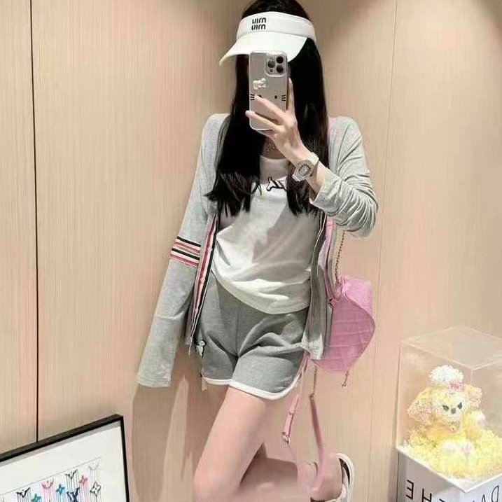 톰브라운 삼선 브이넥 가디건 & 이너 나시 & 숏팬츠 3PCS