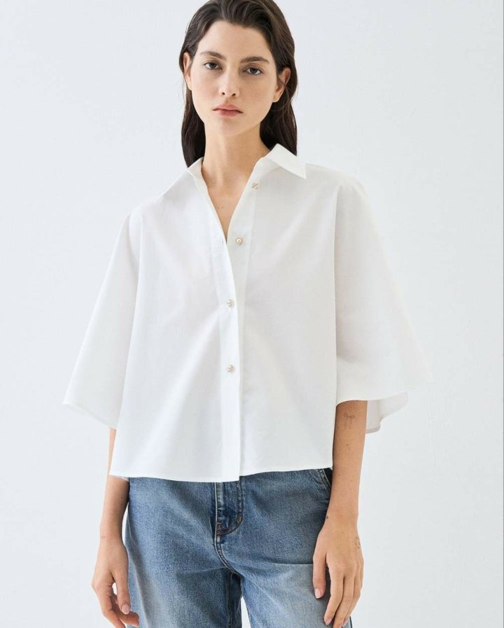 랑방 정로스 오버사이즈 벨 슬리브 셔츠