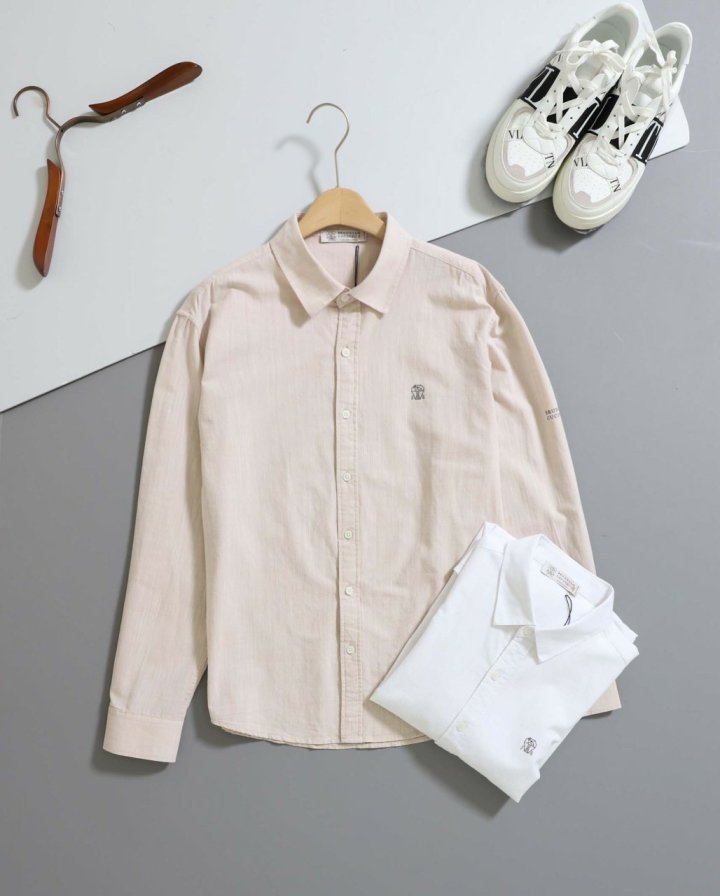 브루넬로 쿠치넬리 린넨 블렌드 버튼 셔츠