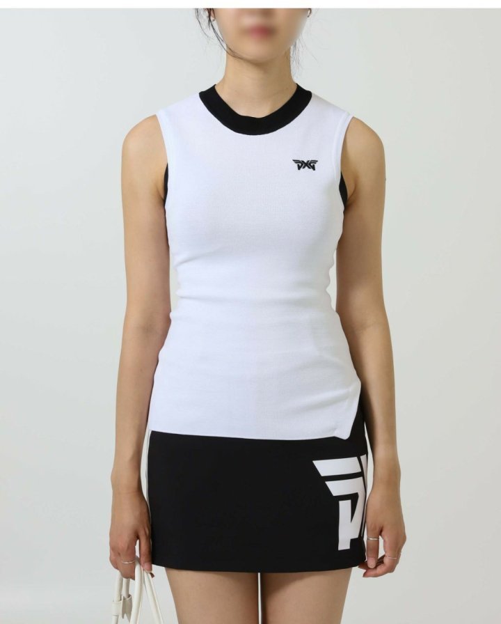 PXG 우먼 베이직 하이넥 니트 썸머 베스트