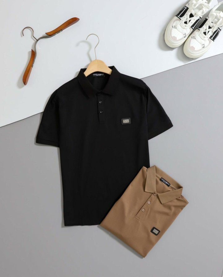 돌체앤가바나 로고 실버탭 반팔 카라티셔츠