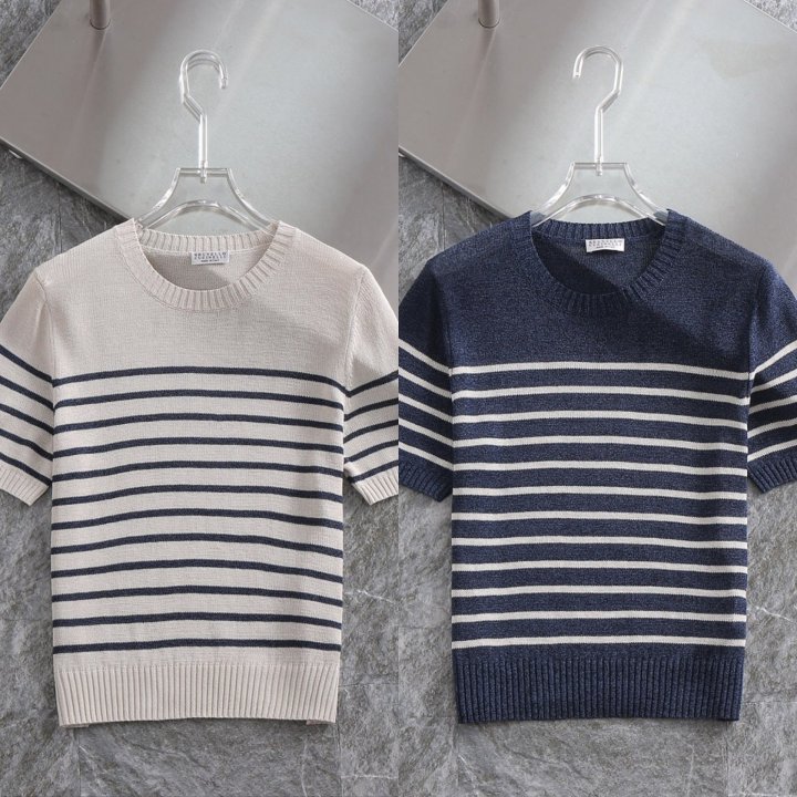 브루넬로 쿠치넬리   여성 하프 단가라 린넨 티셔츠