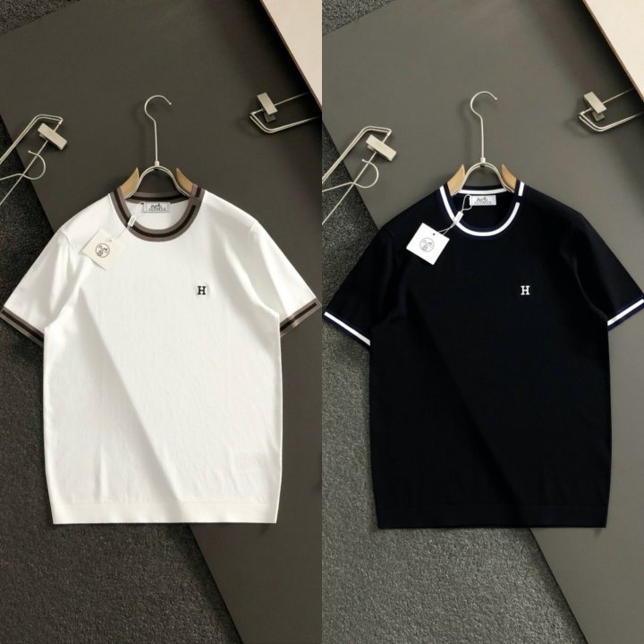 에르메스  H 자수로고 배색 라운드 니트