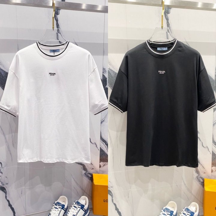 프라다  레터링 자수로고 코튼 라운드 