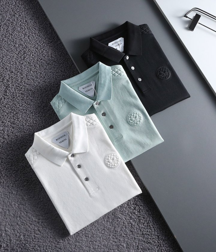 보테가베네타  엠보 나비자수 로고 코튼 카라티