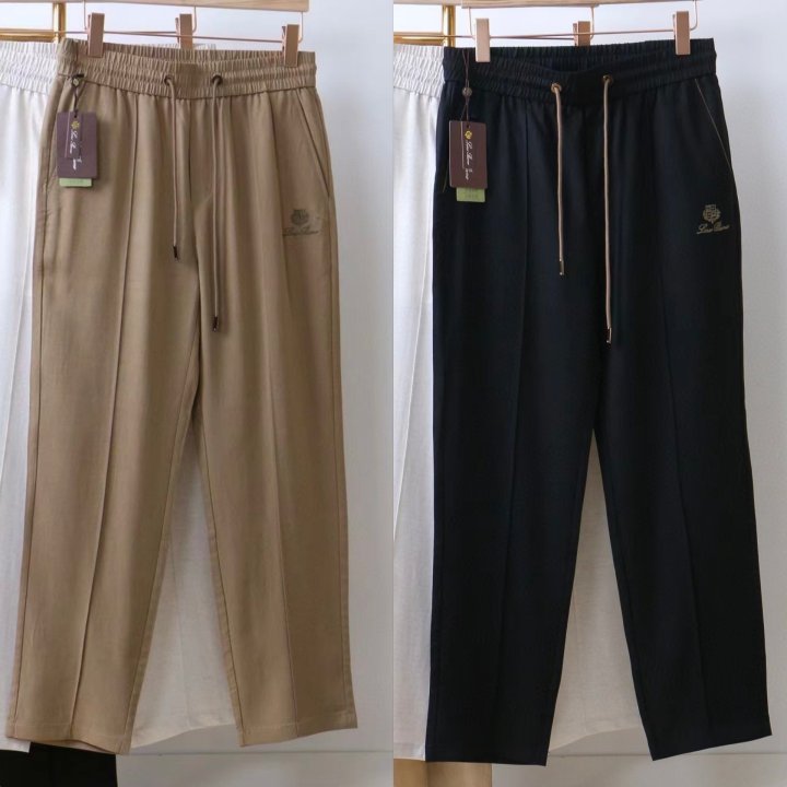 로로피아나  자수로고 클래식 린넨(마) 와이드 팬츠