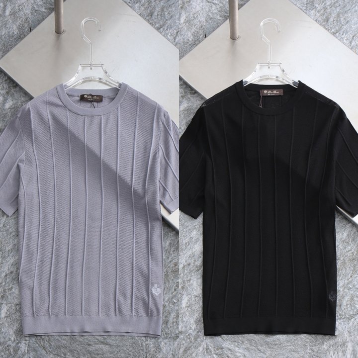 로로피아나  자수패턴로고 크루넥 라운드 니트