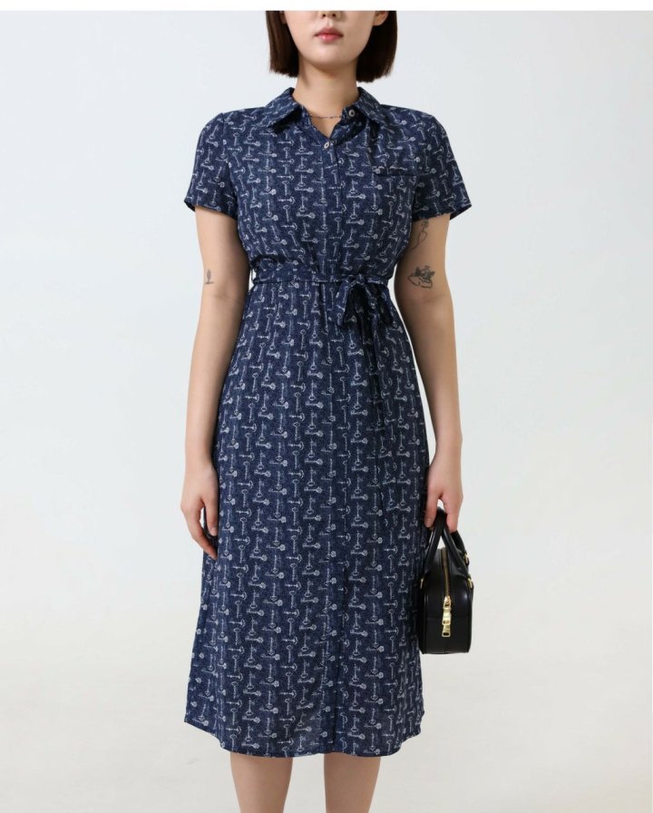 디올  카라 패턴 원피스 