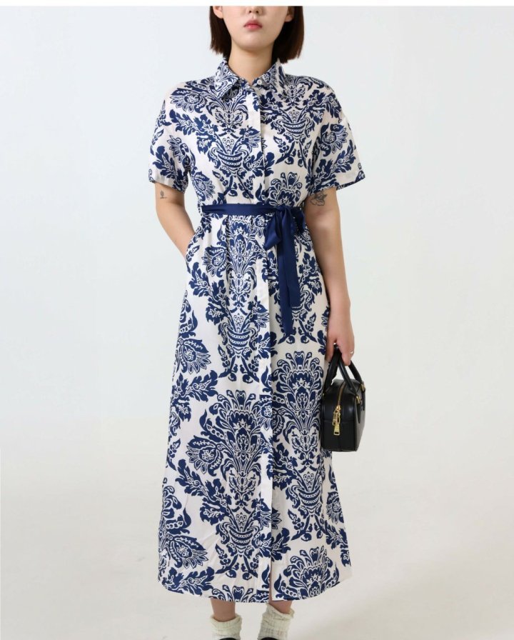 막스마라  카멜리아 프린트 셔츠 원피스 