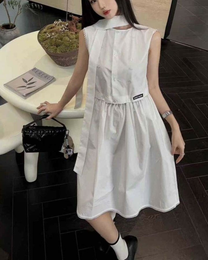 미우미우  슬러브 포플린 드레스