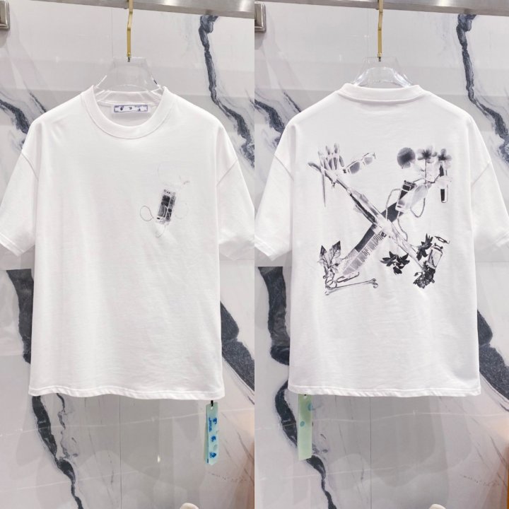 오프화이트  Scan arr 프린팅 라운드 티셔츠