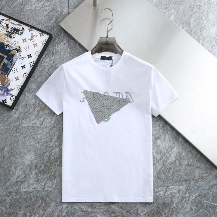 프라다  자수포인트 로고 티셔츠