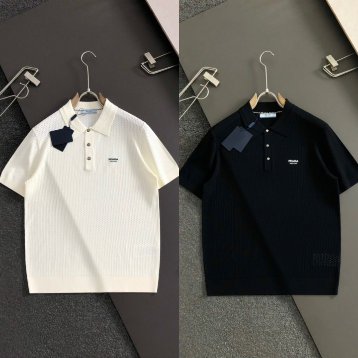 프라다  밀라노 자수로고 펀칭 라운드 니트