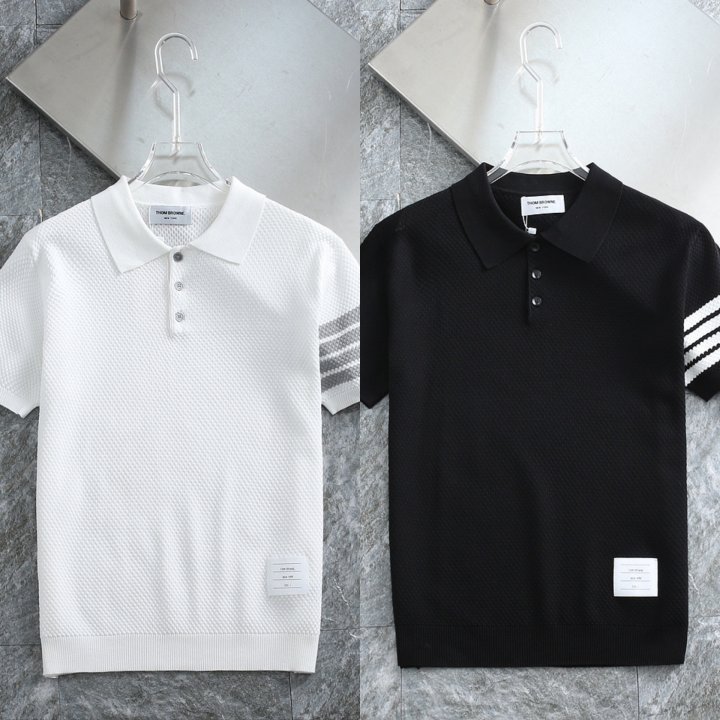 톰브라운  사선 클래식 자가드 카라 쿨니트