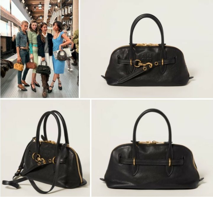 미우미우  아방뛰르 나파 가죽 탑 핸들백 