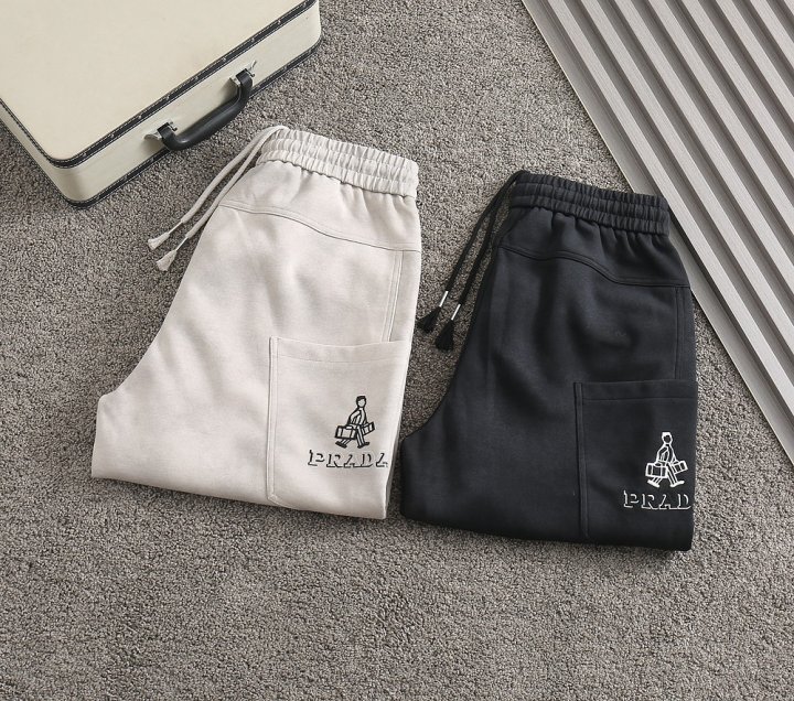 프라다  세미와이드 코튼 밴딩팬츠