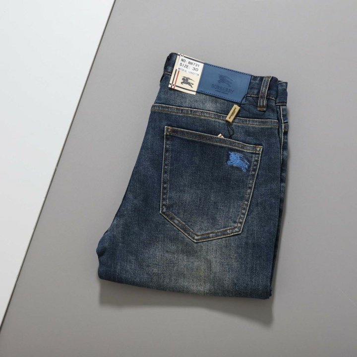 버버리  블루 기사도 로고 데님 팬츠 