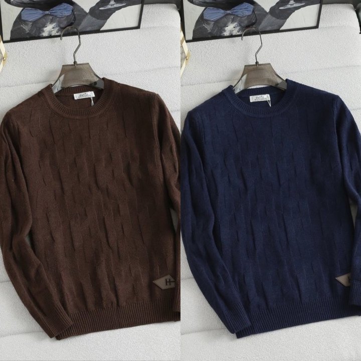 에르메스  엠보로고 양모 라운드 니트