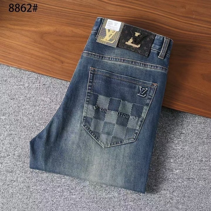 루이비통  모노그램 하프로고 데님진 