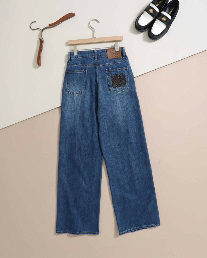 로에베  빽 포켓 아나그램 자수 와이드진 