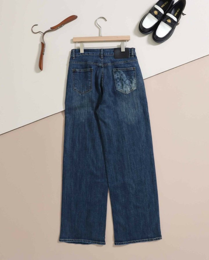 루이비통  포켓 모노그램 로고 와이드진 