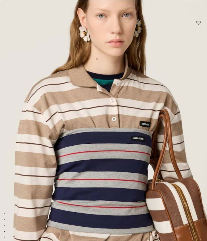 미우미우  코튼 저지 폴로 셔츠 