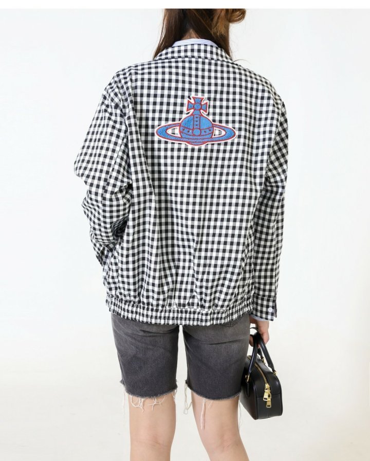 비비안 웨스트우드  로고 체크 자켓 
