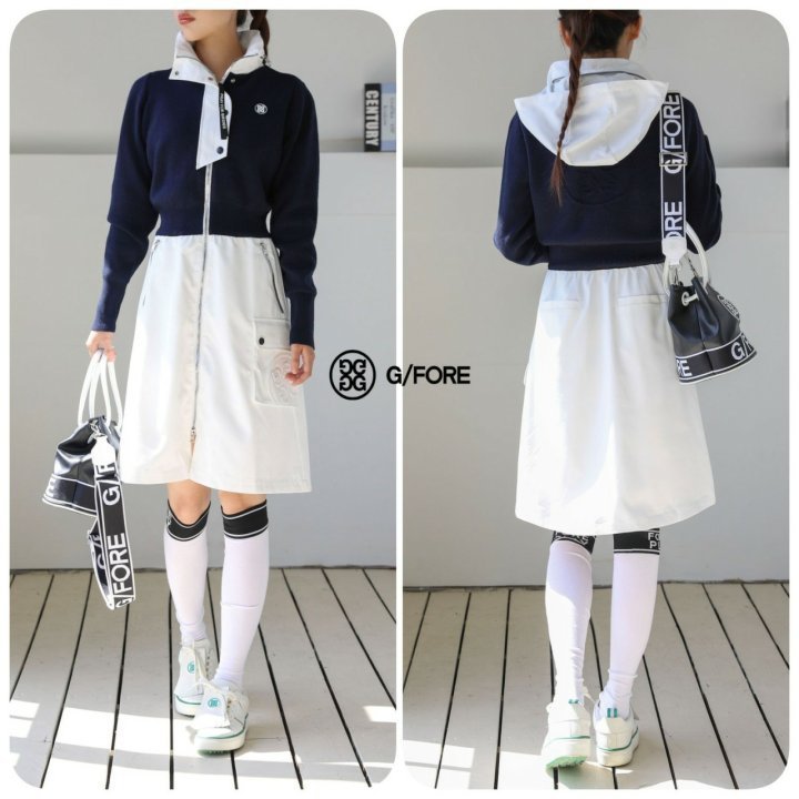 지포어   니트 슬라브 짚 드레스 