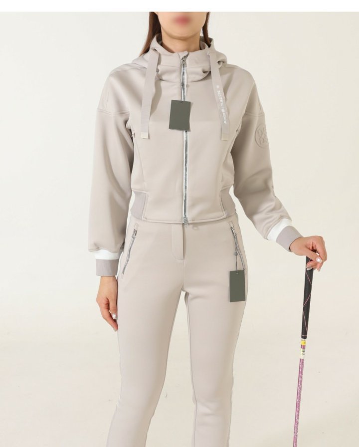 지포어  우먼 믹스 저지 재킷 & 터치포켓 조거팬츠 셋업 