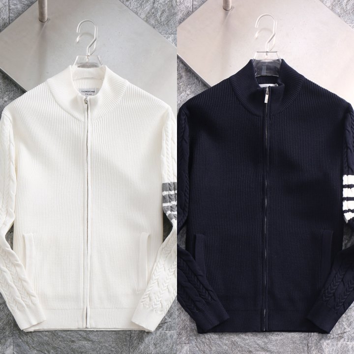 톰브라운  암케이블 양모니트 집업 가디건