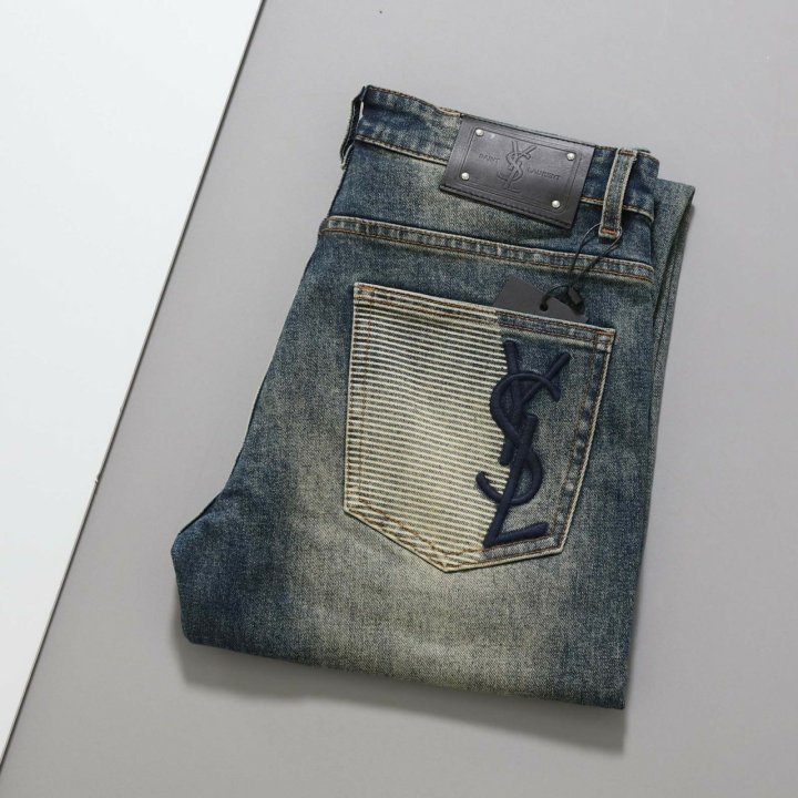 생로랑  포켓 스트라이프 로고 데님 팬츠 
