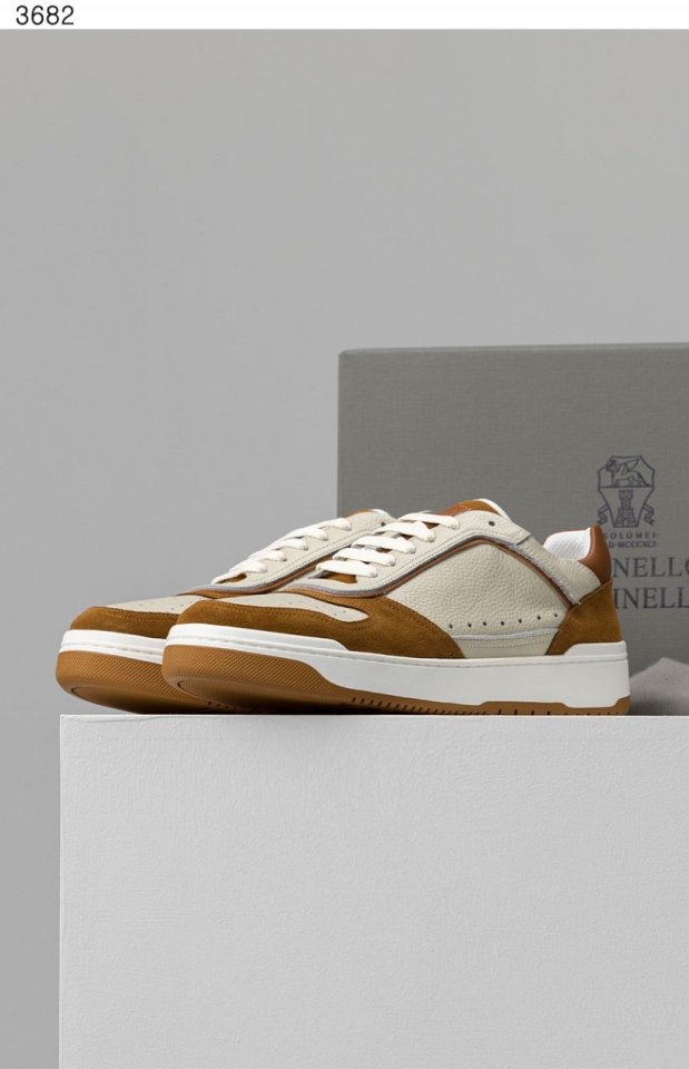 브루넬로 쿠치넬리   카프스킨 스웨이드 배스킷 스니커즈