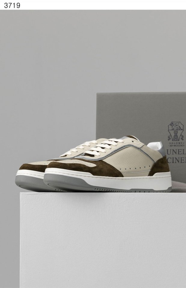 브루넬로 쿠치넬리  카프스킨 스웨이드 배스킷 스니커즈 