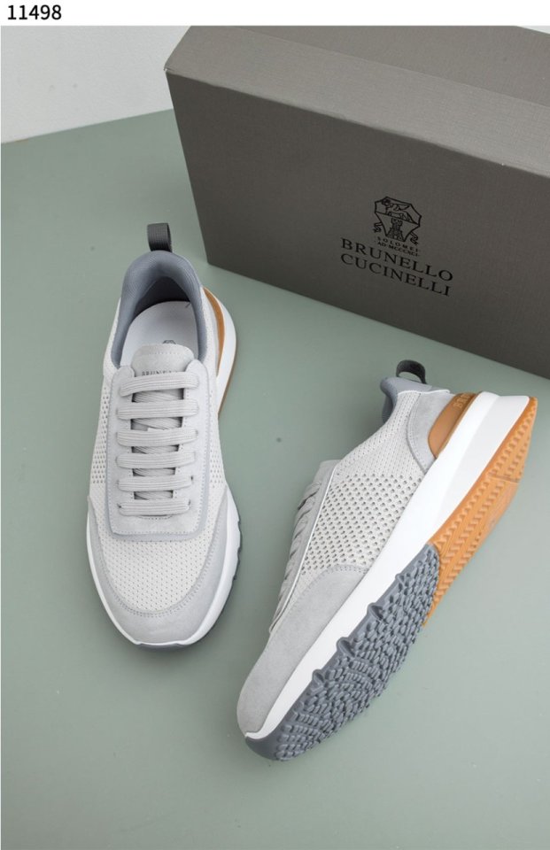 브루넬로 쿠치넬리   스웨이드 메쉬 로우 스니커즈