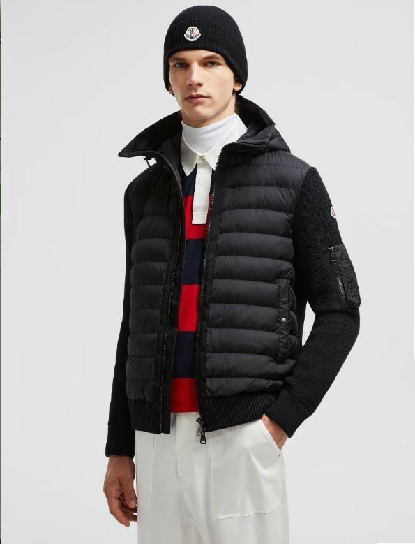 몽클레어  로고 패치 울 니트 패딩자켓 