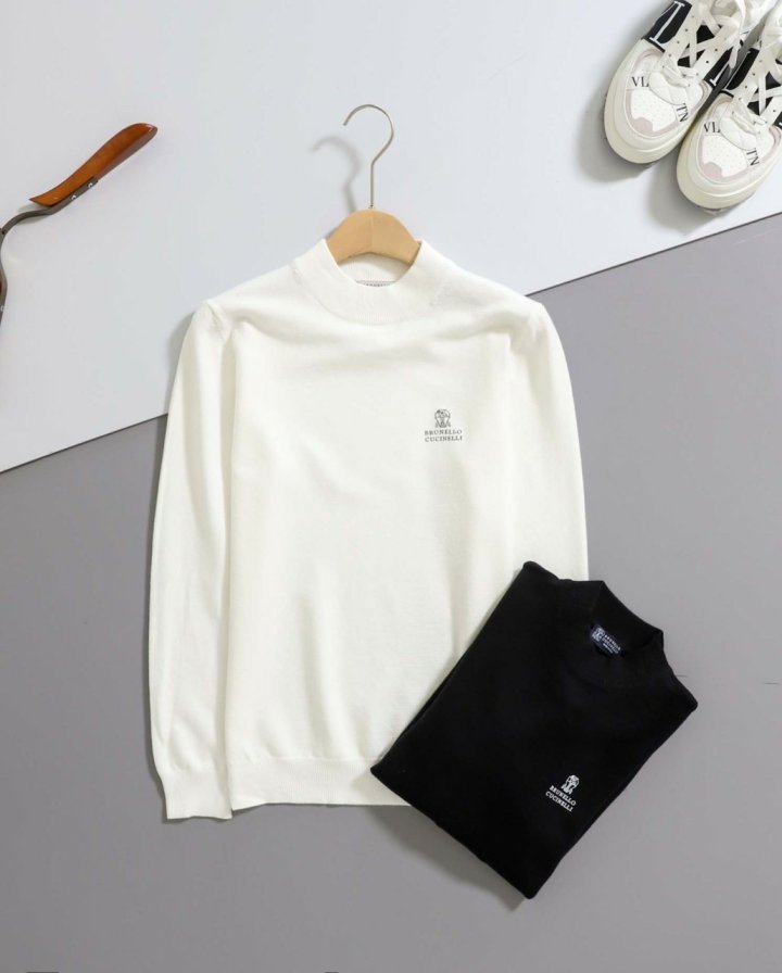 브루넬로 쿠치넬리  로고 반폴라 니트 