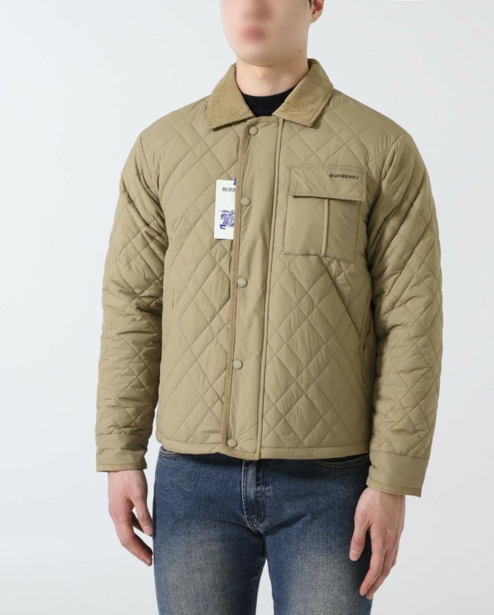 버버리  코듀로이 카라 경량 퀼팅 재킷