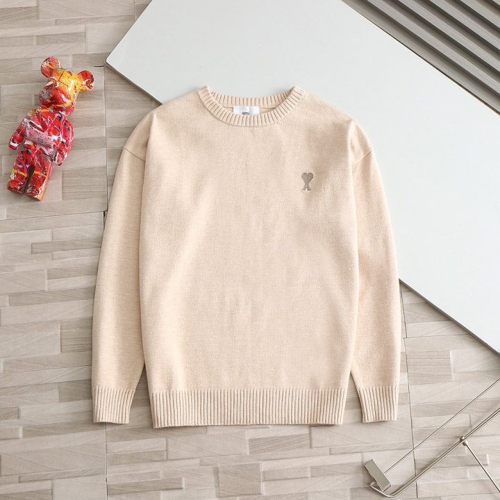 아미  하트로고 자스 라운드 울 니트