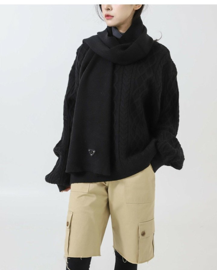 프라다  케이블 캐시미어 니트 & 머플러 SET 