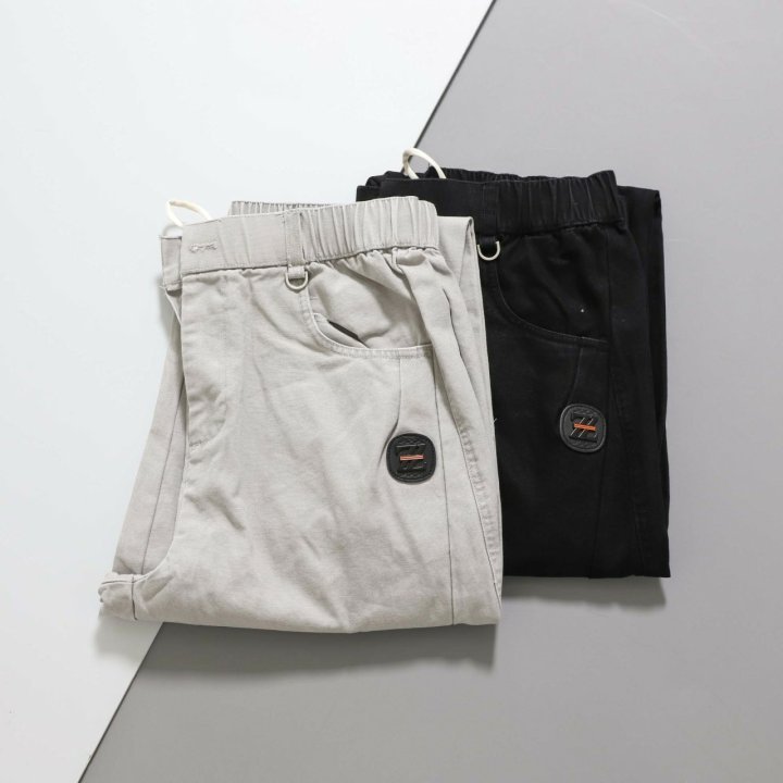 제냐  로고 레더 패치 반밴딩 팬츠