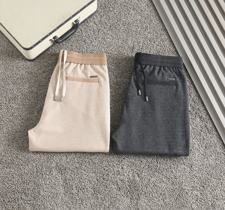 로로피아나   포켓와펜 자수로고 밴딩 양모 슬렉스