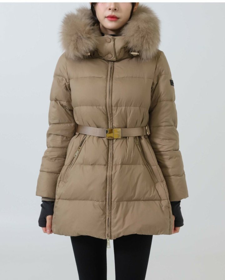 버버리  트림 후드 벨트 푸퍼 재킷  